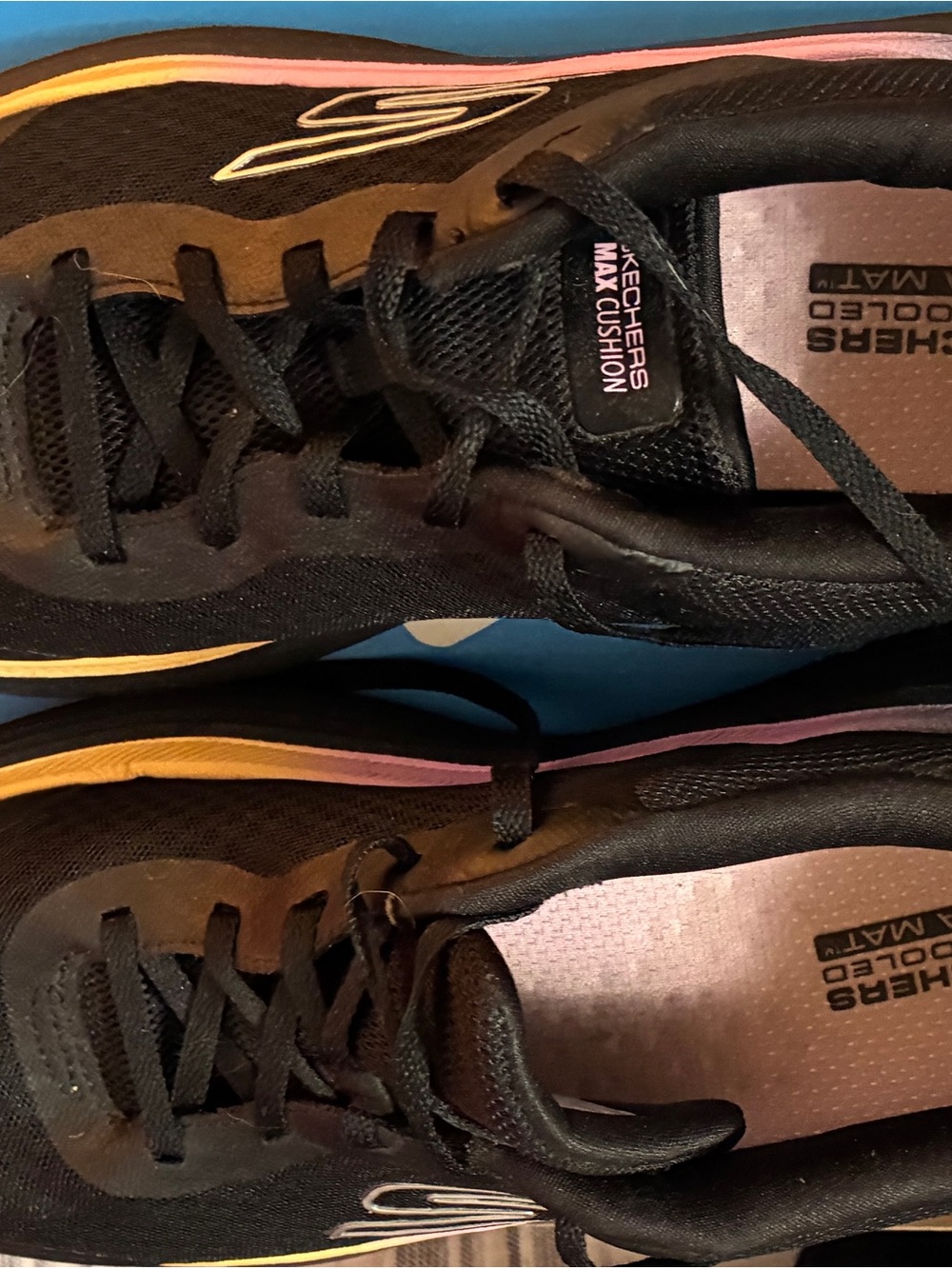 Skechers Black Athletic Sneakers with Pink Accent